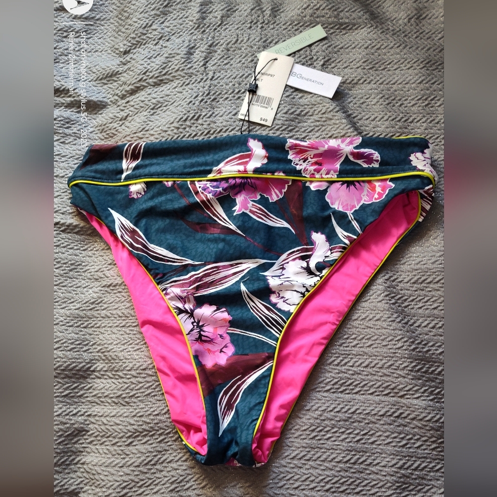 Floral Pink and Green Swim Bottoms BCBG NWT